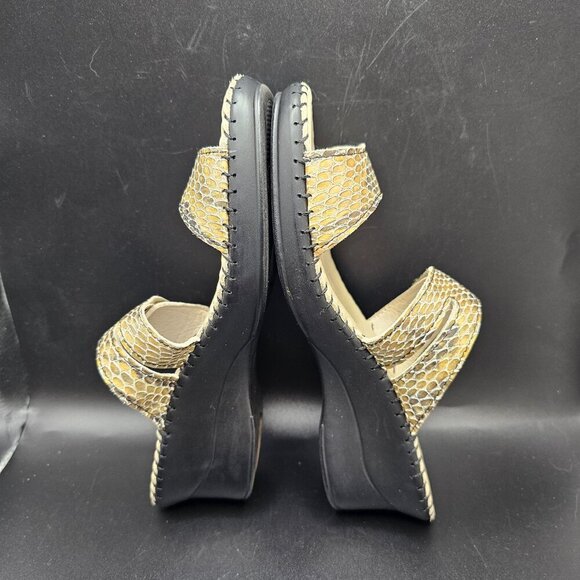 Women's LA PLUME Nina Leather Snakeskin Slides Beige Size  EU 36 US 5.5- 6 - Picture 3 of 6